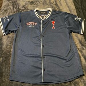 Calum Scott Baseball Jersey Dancing on my own promo size Large Blue embroidered